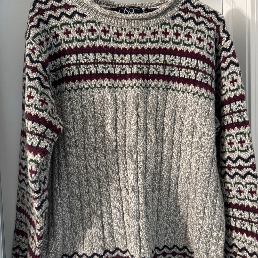 Cozy Patterned Crew Neck Sweater - image 3